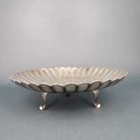 Elegant fan shaped footed bowl or plate Christofle France silver plated 