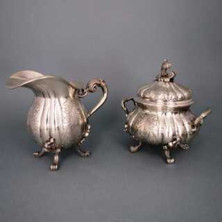 Prächtiges vierteiliges Tee und Mokka Set Italien Umberto Malinverni Silber 800