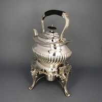 Rich decorated victorian tilting pot silver plated made in England wooden handle