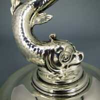 Antique silver candleholder with a dolphin Norske Filigransfabrikk Norway 1900