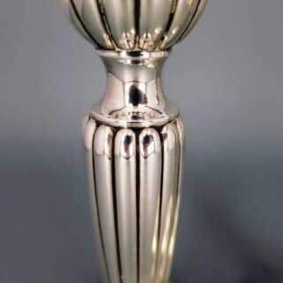 Schönes Leuchterpaar in 925 Silber gerippt Schwäbisch Gmünd mittlere Größe