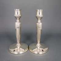 A pair of nice sterling silver candlesticks Germany Schwäbisch Gmünd ribbed