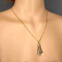 Antiker Jugendstil Anhänger in Gold mit Brillant Perlen inkl. Venezianerkette