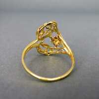 Zarter floraler Damen Ring in drei Goldtönen Unikat Handarbeit Goldschmiedearbeit
