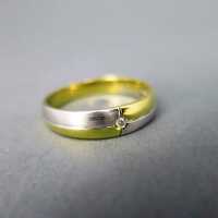Eleganter Damen Band Ring mit Brillant zweifarbiges Gold geometrisches Design