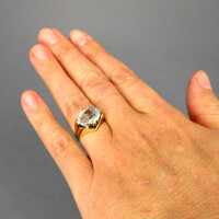 Wonderful vintage ladys gold ring with a huge natural untreated aquamarine stone