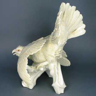 Figure of a male capercaillie resp. heather cock porcelain Ens Volkstedt Germany