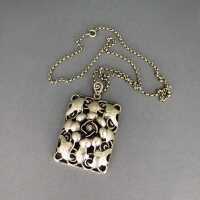 Huge open worked Art Deco floral silver pendant incl. chain Germany ca. 1930