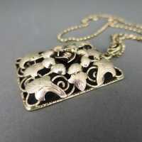 Huge open worked Art Deco floral silver pendant incl. chain Germany ca. 1930