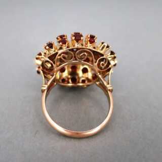 Prächtiger Ring in Gold mit dunkelroten Turmalinen filigrane Arbeit Unikat