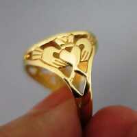 Vintage gold Claddagh ring with st. George medalion gold B. Brothers Sheffield