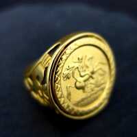 Vintage gold Claddagh ring with st. George medalion gold B. Brothers Sheffield