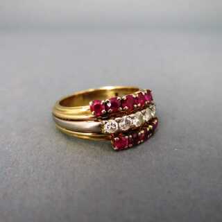 Vintage Goldschmuck für Damen - Annodazumal Antikschmuck: Vintage Bi-Color Ring mit Edelsteinen online kaufen