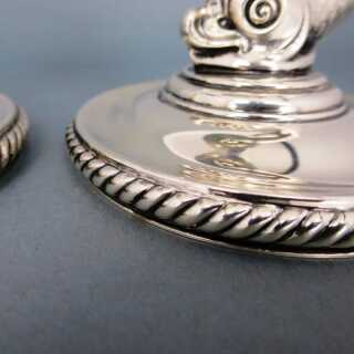 Antike Leuchter Paar Silber Gebrüder Deyhle Schwäbisch Gmünd um 1900 Delphine