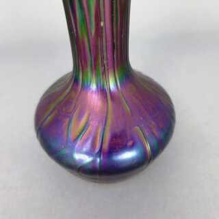 Antique Jugendstil glass vase Pallme König Habel green violet lustre handblown