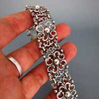 Beautiful open worked silver link bracelet folk jewelry Germany handmade