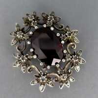 Antique brooch and pendant with garnet and rose cut...