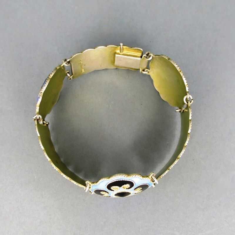 Art Deco link bracelet in silver and enamel Aksel Holmsen Norne Norway ...