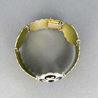 Art Deco link bracelet in silver and enamel Aksel Holmsen Norne Norway
