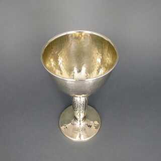 Wine goblet in silver V. Petersen Fredericia Denmark hammered engraved 
