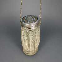 Antique mesh purse bag with compact box silver plated...