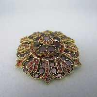 Wonderful huge antique victorian brooch rich filled with red bohemian garnets