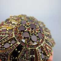 Wonderful huge antique victorian brooch rich filled with red bohemian garnets