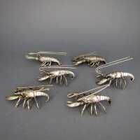 Unusual silver place card holders lobster shaped Italy Arezzo 20th century