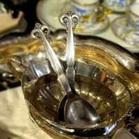 Gorgeous Art Deco salad mixing serving silver cutlery Johannes Siggaard Denmark