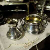 Set aus Milchkännchen und Zuckerdose antik Silber und Gold Wilkens Bremen 
