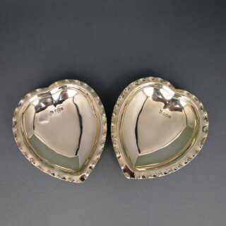 Jugendstil: 2 antike herzförmige Schälchen in Silber Birmingham AJ Zimmermann