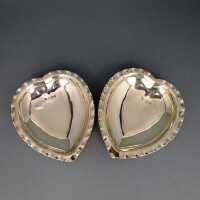 Jugendstil: 2 antike herzförmige Schälchen in Silber...