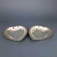 Art Nouveau 2 hear-shaped flat bowls in sterling silver...