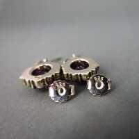 Nice dangling stud earrings in silver with amethyst and seed pearls