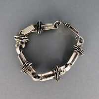 Modernist brutalist design massive silver Perli link bracelet vintage jewelry