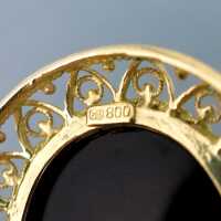 Antiker Damen Anhänger in Silber und Gold mit schwarzem Onyx und Perle