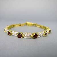 Vintage tenis link bracelet in gold and silver with heart...