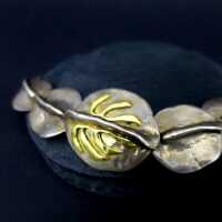 Seltenes Perli Armband in Silber und Gold Modernismus Brutalismus