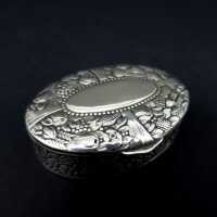 Wonderful Art Nouveau silver and gold pill box with rich fruit relief Sweden