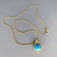 Wonderful pendant with big turquoise and diamond gold with snake chain vintage
