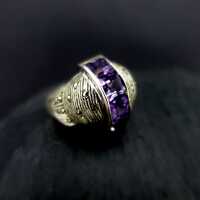 Rare Art Deco Theodor Fahrner silver woman ring with amethyste and marcasites