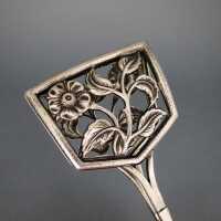 Beautiful antique Art Nouveau cake tongues in silver floral open worked design