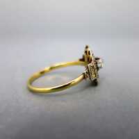 Herrlicher Art Deco Verlobungsring in Gold  mit Diamantrosen und Brillant 