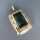 Huge Art Deco pendant in silver and gold with green paste stone unique handmade