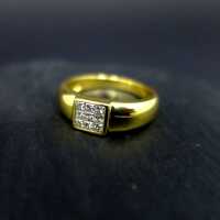 Massive gold band ring with 9 diamonds with table cut vintage woman jewelry