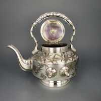 Antique Art Nouveau Japonism epoch silver plated tilting tea pot Walker Hall 