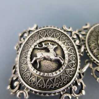 Prächtiges Trachten Armband mit Jagdmotiven in Silber von Blachian