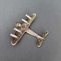 Charming airplane shaped sterling silver Art Deco brooch...
