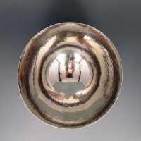 Unique Art Deco silver bowl Rudolf Feldmann Bielefeld hammered with nephrite