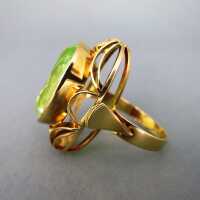 Gorgeous Art Deco gold ring with a huge yellow green spinel
